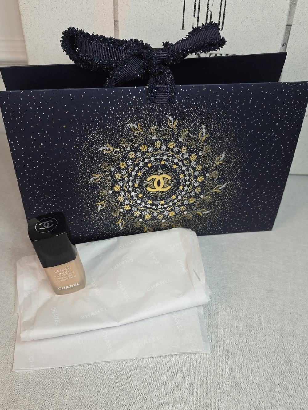 CHANEL Limited Edition Navy & Gold Gift Bag